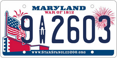 MD license plate 9AW2603