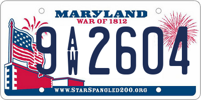 MD license plate 9AW2604