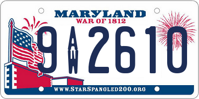 MD license plate 9AW2610