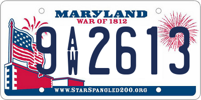 MD license plate 9AW2613