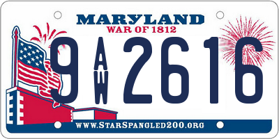 MD license plate 9AW2616
