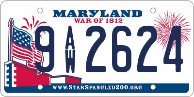 MD license plate 9AW2624