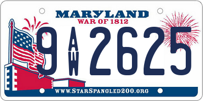 MD license plate 9AW2625