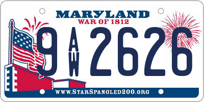 MD license plate 9AW2626
