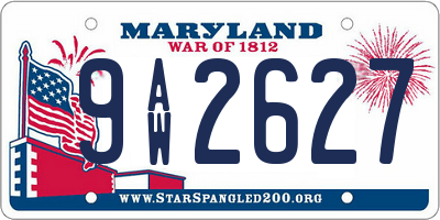 MD license plate 9AW2627