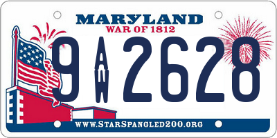 MD license plate 9AW2628