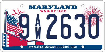 MD license plate 9AW2630