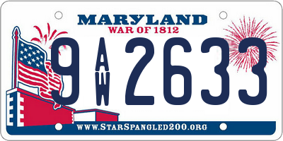 MD license plate 9AW2633