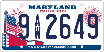 MD license plate 9AW2649