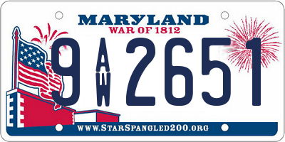 MD license plate 9AW2651