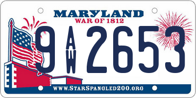 MD license plate 9AW2653