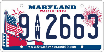 MD license plate 9AW2663