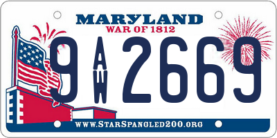 MD license plate 9AW2669