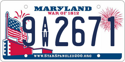 MD license plate 9AW2671