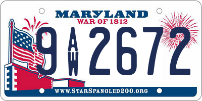 MD license plate 9AW2672