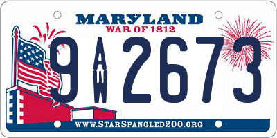 MD license plate 9AW2673