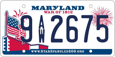 MD license plate 9AW2675