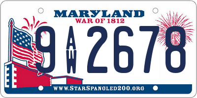 MD license plate 9AW2678