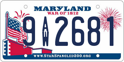 MD license plate 9AW2681