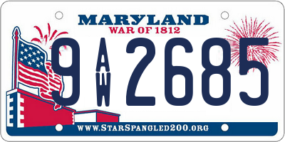 MD license plate 9AW2685