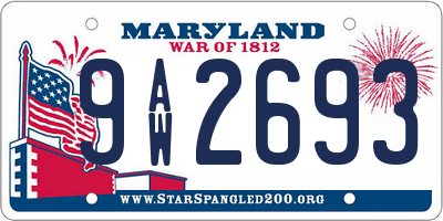 MD license plate 9AW2693