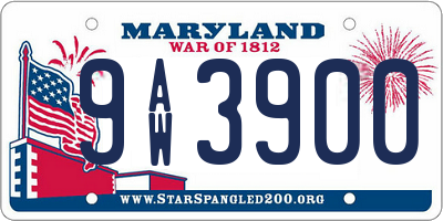 MD license plate 9AW3900