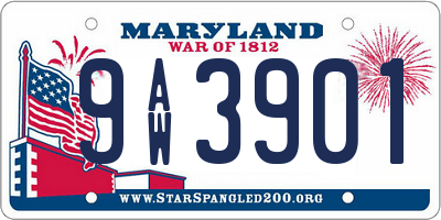 MD license plate 9AW3901