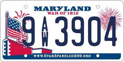 MD license plate 9AW3904