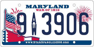 MD license plate 9AW3906