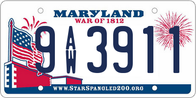 MD license plate 9AW3911