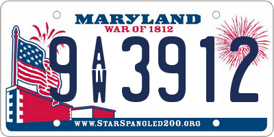 MD license plate 9AW3912