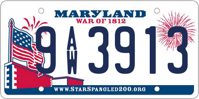 MD license plate 9AW3913