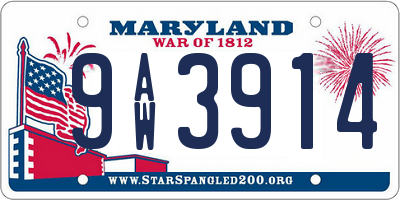 MD license plate 9AW3914