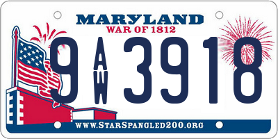 MD license plate 9AW3918