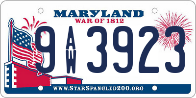 MD license plate 9AW3923
