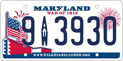 MD license plate 9AW3930