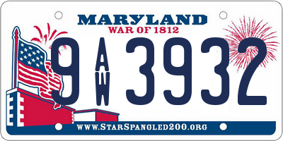 MD license plate 9AW3932