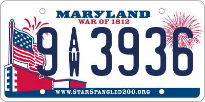 MD license plate 9AW3936