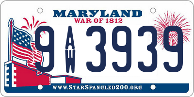 MD license plate 9AW3939