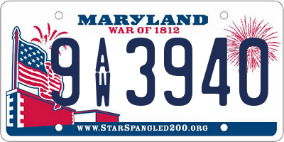 MD license plate 9AW3940