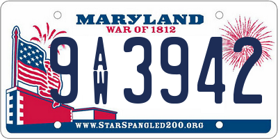 MD license plate 9AW3942