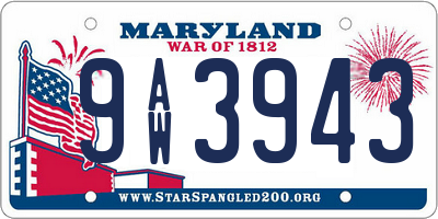 MD license plate 9AW3943