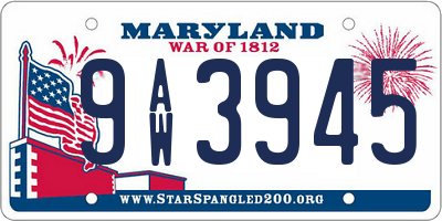 MD license plate 9AW3945