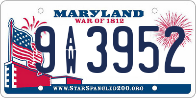 MD license plate 9AW3952