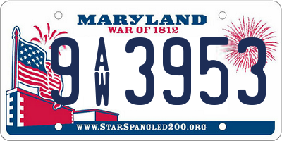 MD license plate 9AW3953