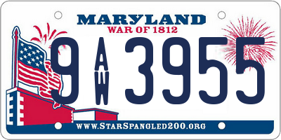 MD license plate 9AW3955