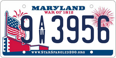 MD license plate 9AW3956