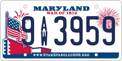 MD license plate 9AW3959