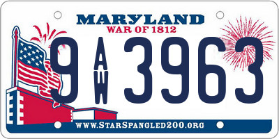 MD license plate 9AW3963