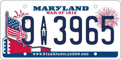 MD license plate 9AW3965